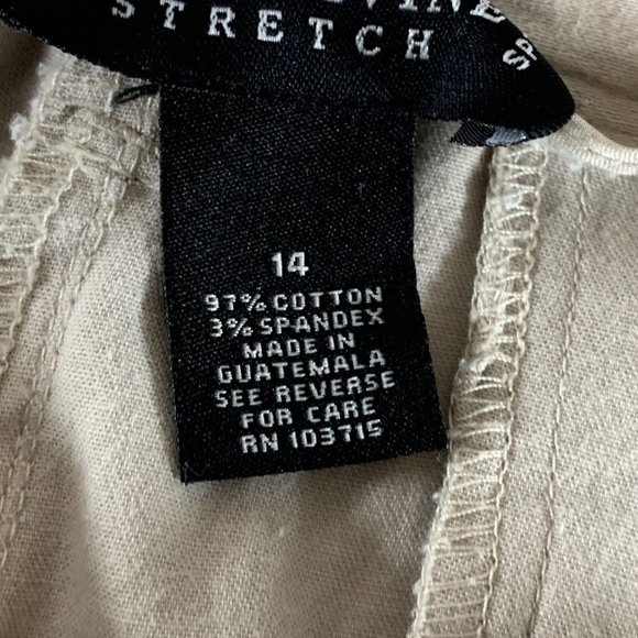 Larry Levine Womens 14 Tan Capri Pants Zip & Hook Drawstring Waist Button Pocket - Picture 9 of 10